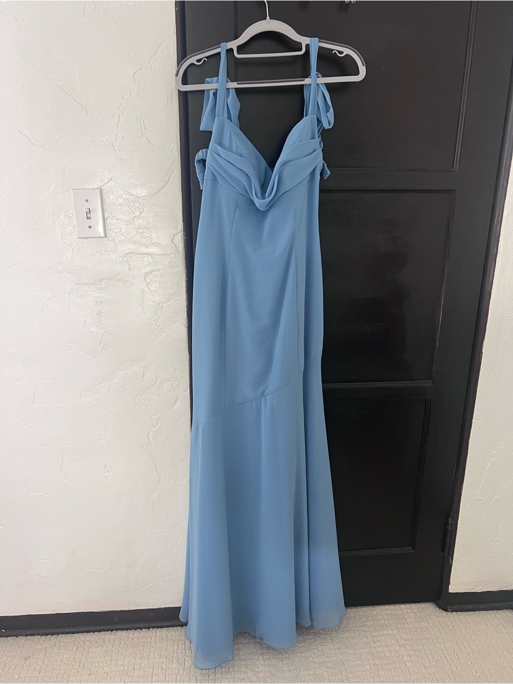 Azazie Light Blue Cowl Neck Maxi Dress
